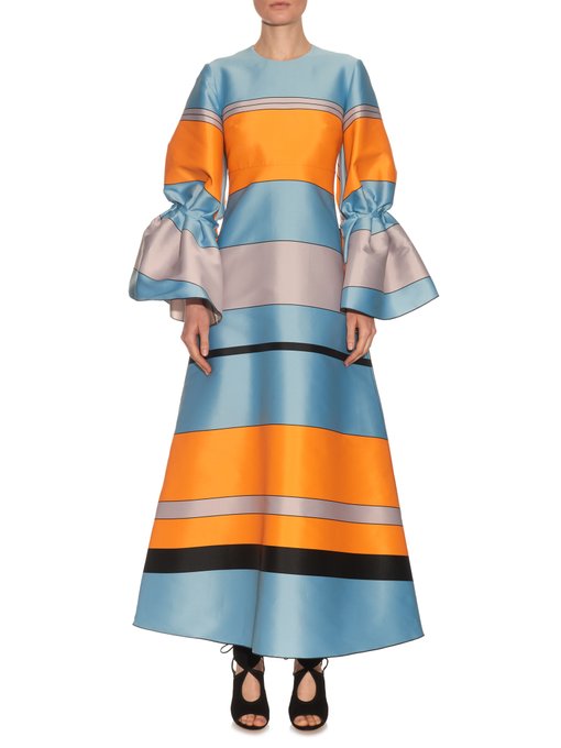 Eden striped bell-sleeved dress | Roksanda | MATCHESFASHION US
