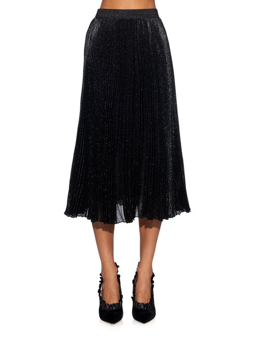 Metallic Pleated Midi Skirt Christopher Kane Matchesfashion Uk 8159