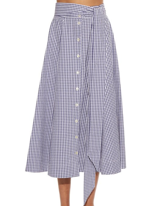 Checked button-up A-line cotton skirt | Lisa Marie Fernandez ...