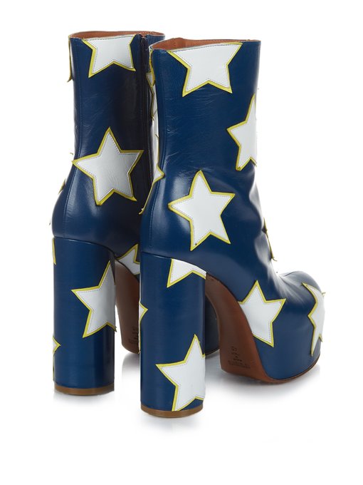 Stars leather platform boots 