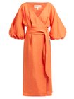 Orange Francesca Wrap Hemp Midi Dress Mara Hoffman Matchesfashion Uk
