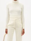 Neutral High-neck mohair-blend cropped sweater | Saint Laurent ...