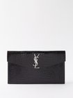 Matchesfashion Femme Accessoires Sacs & Valises Pochettes & Étuis Pochette en cuir effet crocodile à logo YSL 