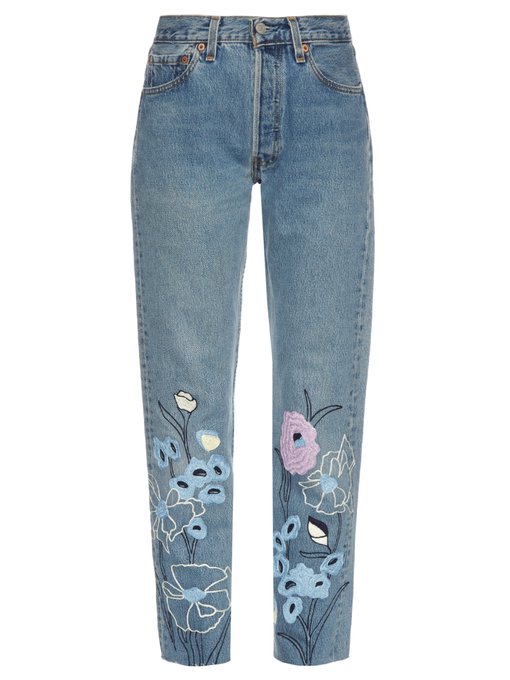 Wild Flower embroidered cropped jeans | Bliss and Mischief ...