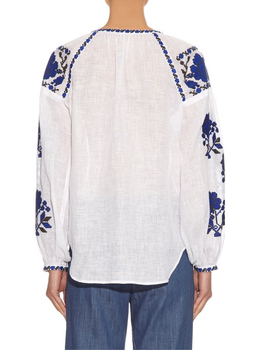 Rose-embroidered linen blouse | Vita Kin | MATCHESFASHION.COM UK