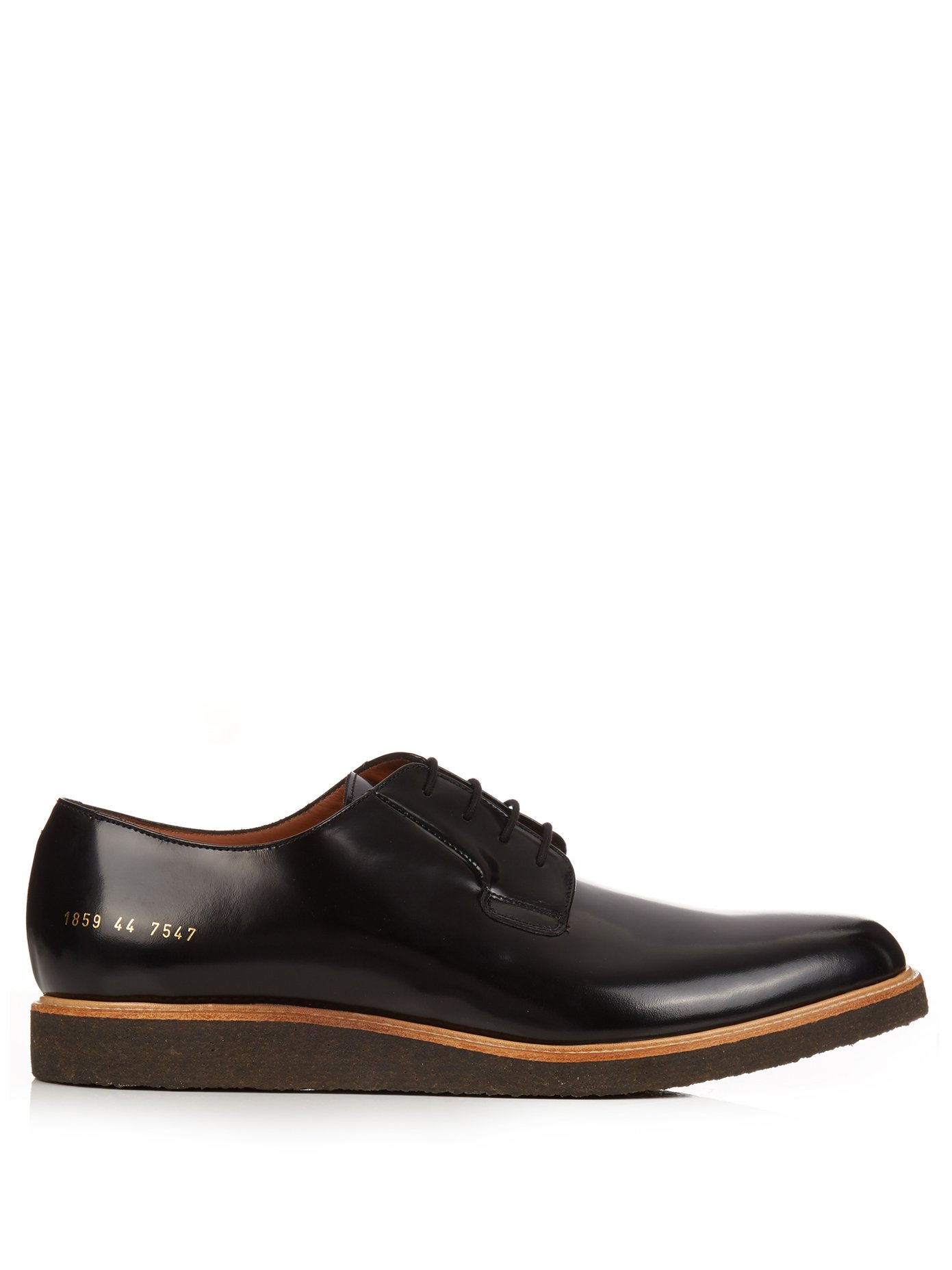 Raised-sole lace-up leather derby shoes 