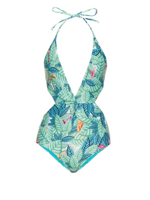 Leaf-print twist-front swimsuit | Mara Hoffman | MATCHESFASHION US