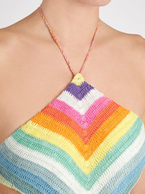 Prismatic-striped crochet cut-out swimsuit | Mara Hoffman