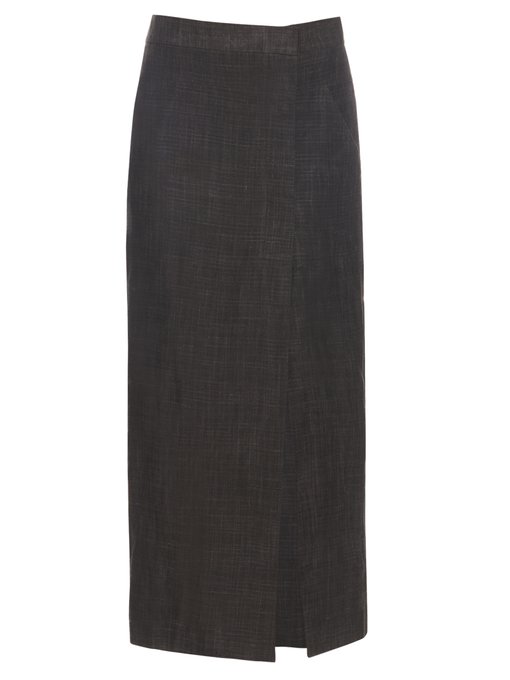 Side-split linen midi wrap skirt | Raey | MATCHESFASHION UK