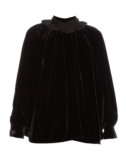 Ruffled-collar velvet blouse | Fendi | MATCHESFASHION UK