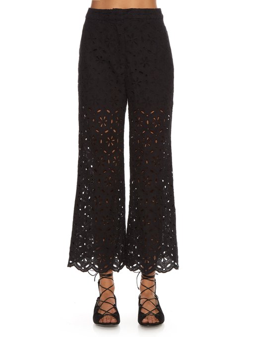 Pavilion broderie-anglaise cropped trousers | Zimmermann ...