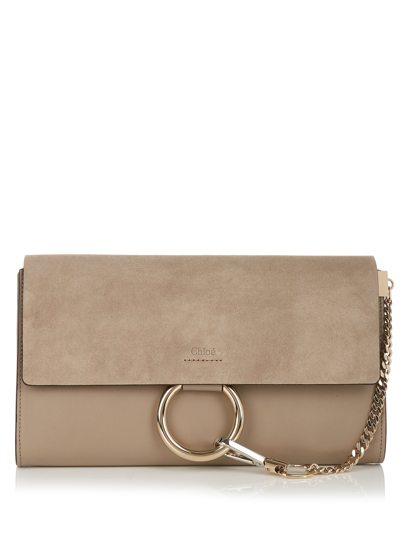 chloe faye leather and suede clutch