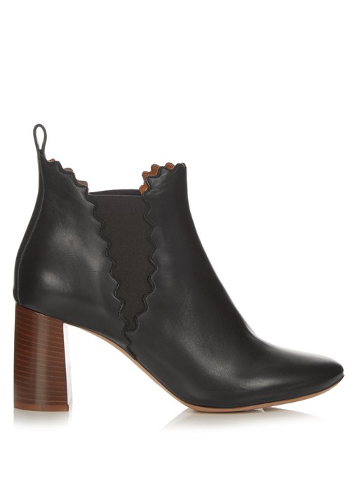 Lauren scallop-edged leather ankle 