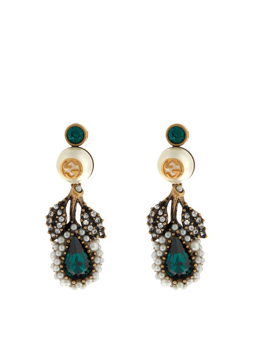 Pearl-effect embellished flower earrings | Gucci | MATCHESFASHION US