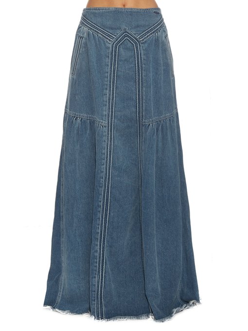 Rolled-seam denim maxi skirt | Chloé | MATCHESFASHION UK