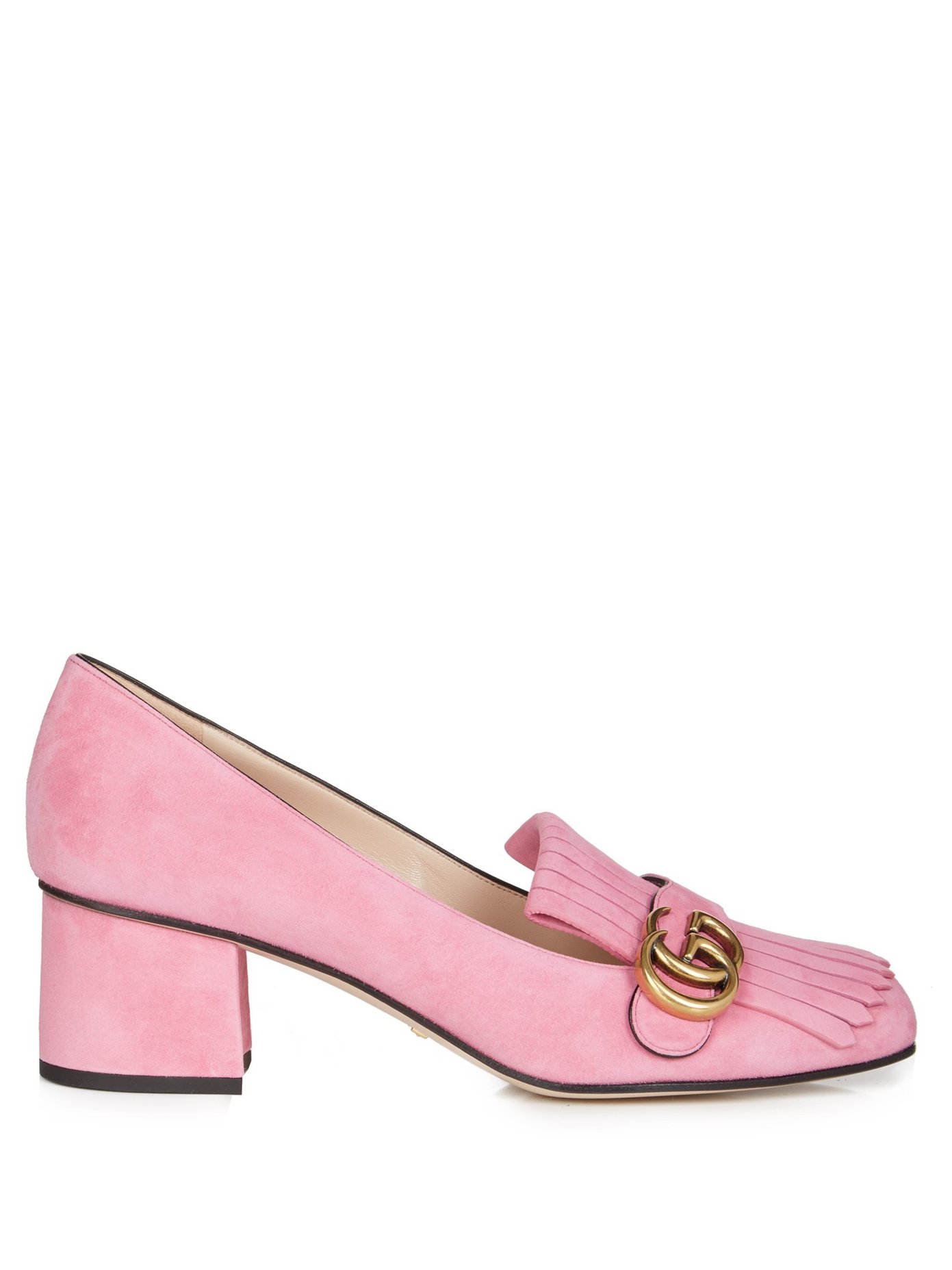 gucci pink suede loafers