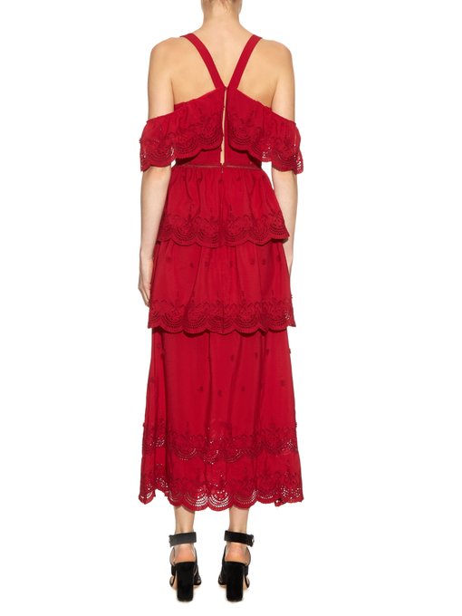 Tiered broderie-anglaise dress | Self-Portrait | MATCHESFASHION US