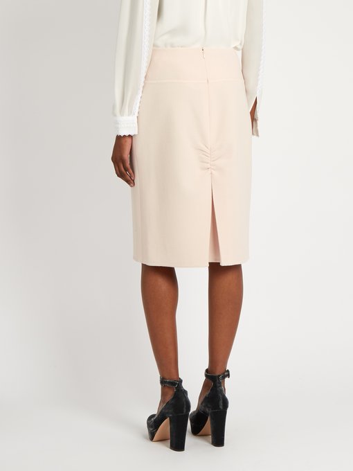 OSCAR DE LA RENTA Wool-Blend Fitted Pencil Skirt in Light-Pink | ModeSens