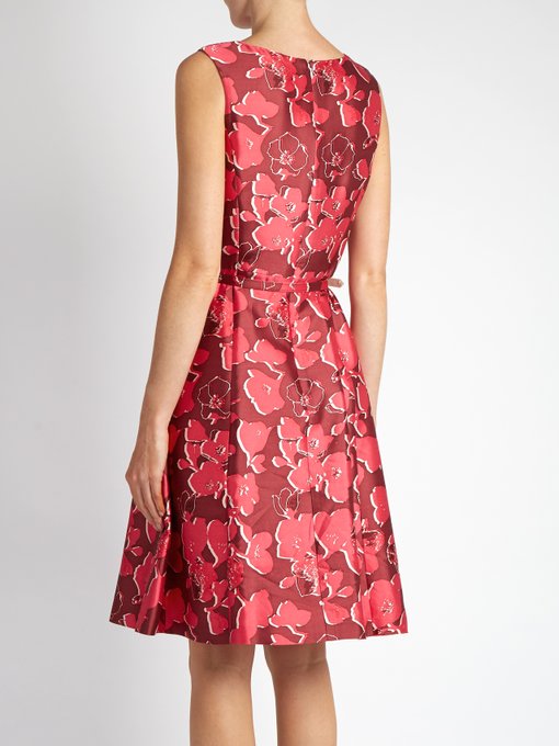 OSCAR DE LA RENTA Floral Print Silk Blend Mikado Fit & Flare Dress in ...