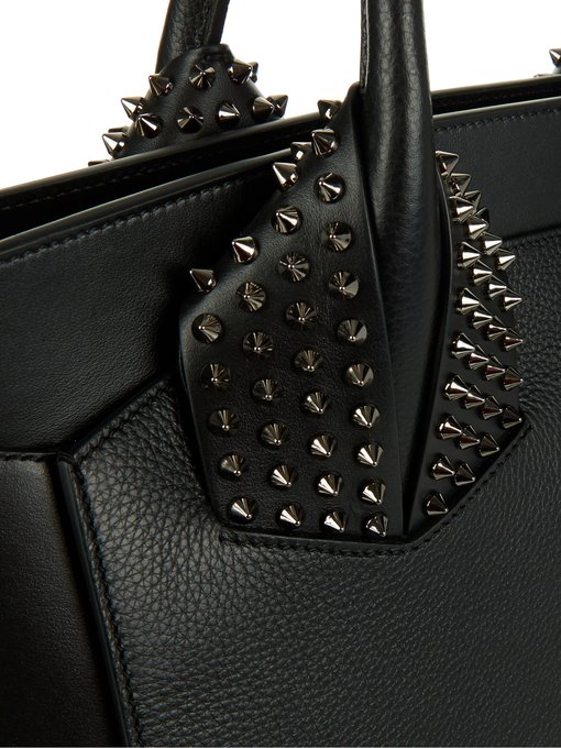 CHRISTIAN LOUBOUTIN Eloise Small Leather Spike Tote Bag, Black | ModeSens