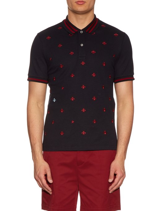 Bee and star-embroidered cotton polo shirt | Gucci | MATCHESFASHION.COM UK