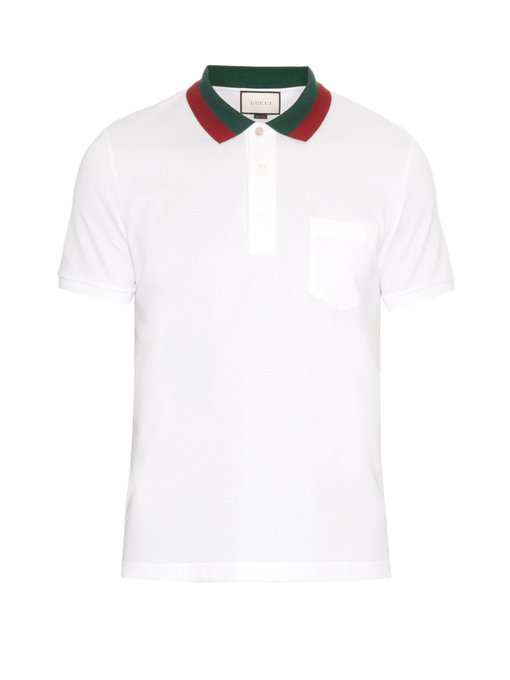 Contrast-collar cotton-blend piqué polo shirt | Gucci | MATCHESFASHION UK