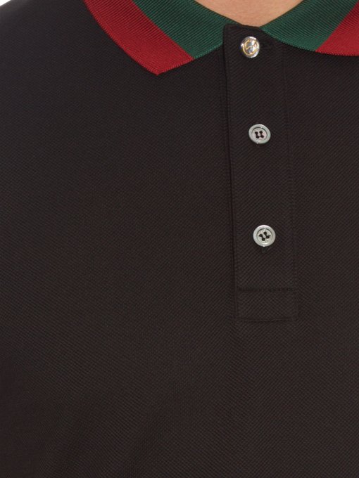 Contrast-collar cotton-blend piqué polo shirt | Gucci | MATCHESFASHION UK