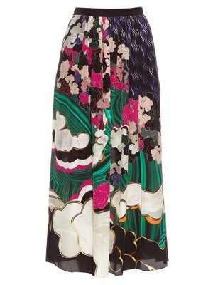 Santhus Jewel Cloud-print silk skirt | Mary Katrantzou | MATCHESFASHION ...