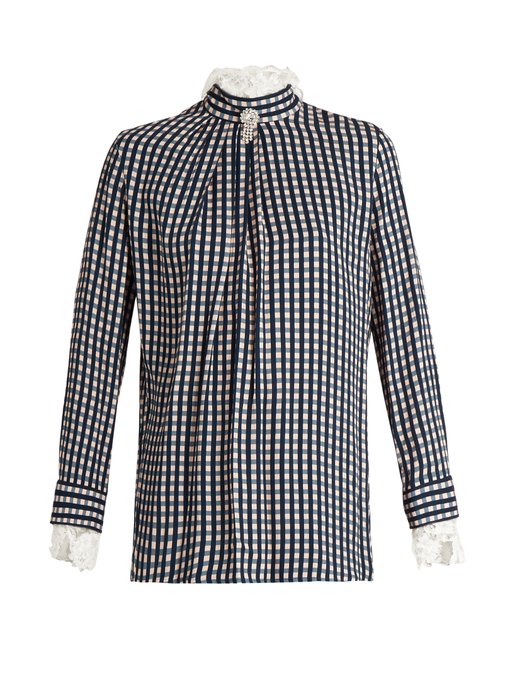 Neffs gingham-twill and lace blouse | Preen By Thornton Bregazzi ...