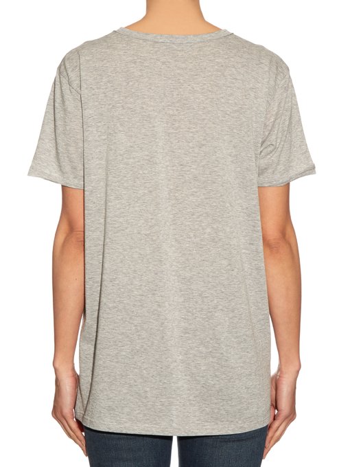 Magpie-print short-sleeved cotton T-shirt | Alexander McQueen ...
