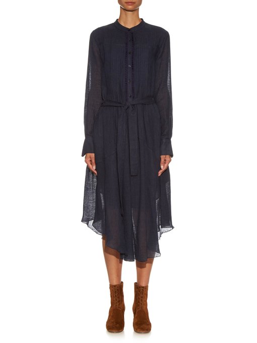 Long-sleeved cotton and linen-blend midi dress | See By Chloé ...