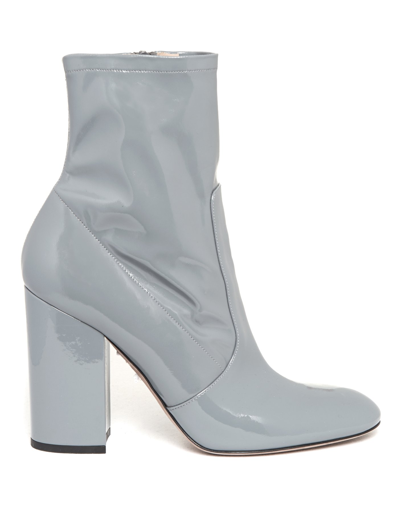heeled patent ankle boots