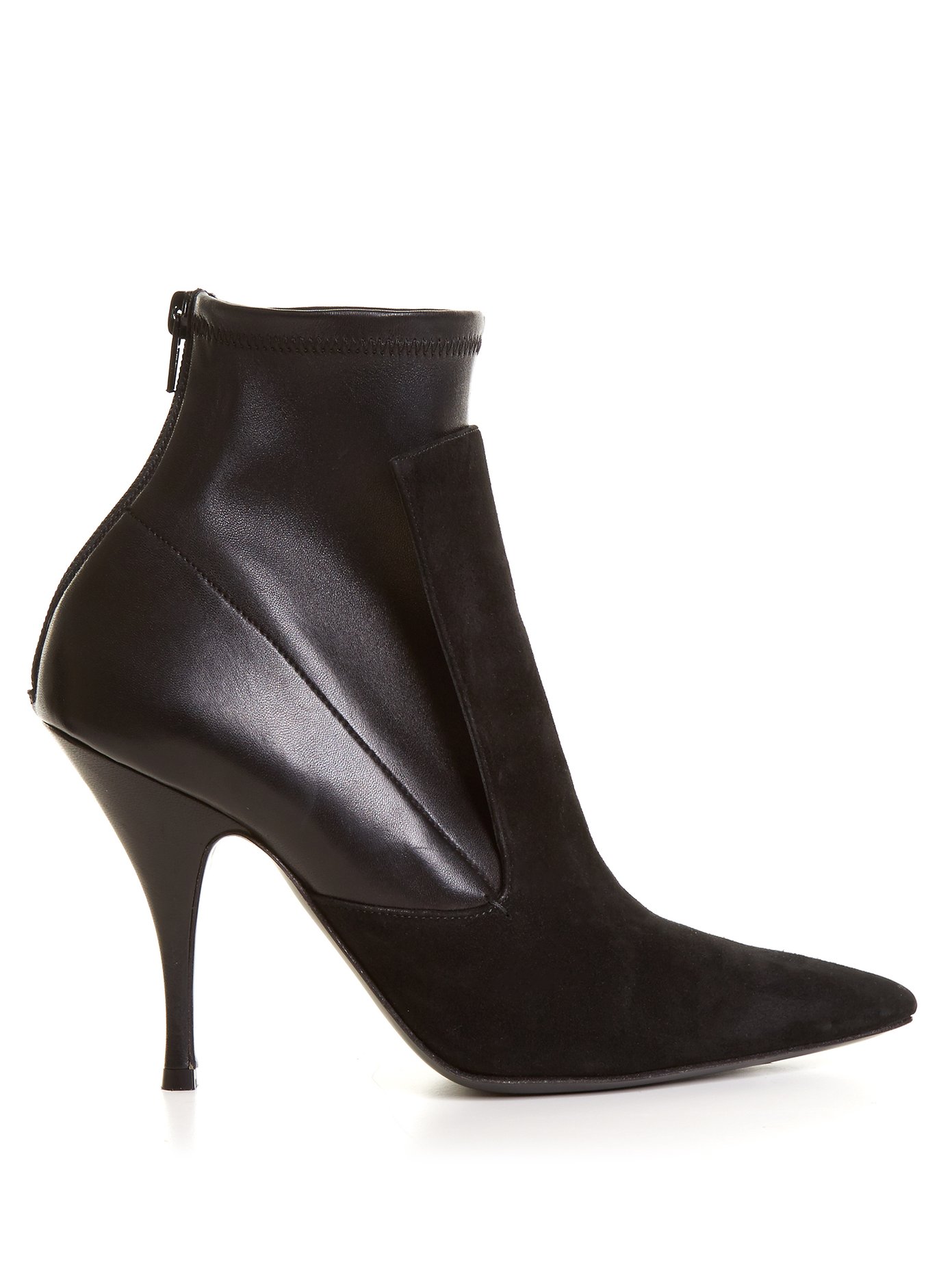 leather high heel ankle boots