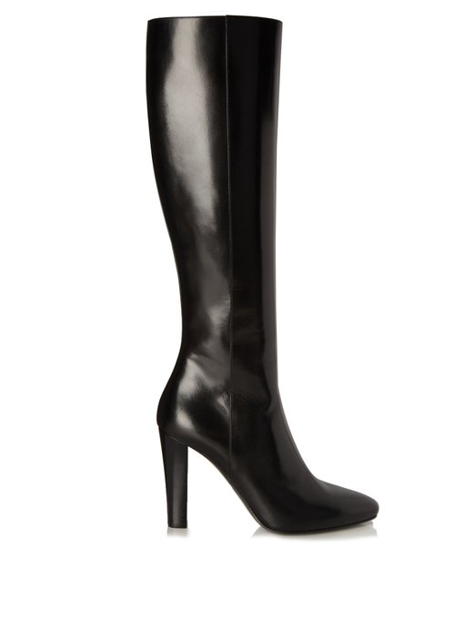 Lily cone-heeled leather knee-high boots | Saint Laurent ...