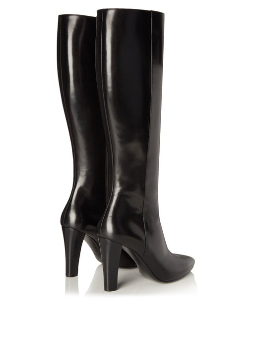 cone heel knee high boots