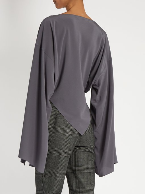 Boat-neck triangular-hem silk blouse | Balenciaga | MATCHESFASHION US