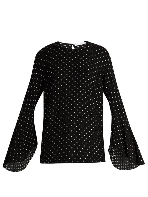 Star fil coupé bell-sleeved crepe top | Givenchy | MATCHESFASHION UK
