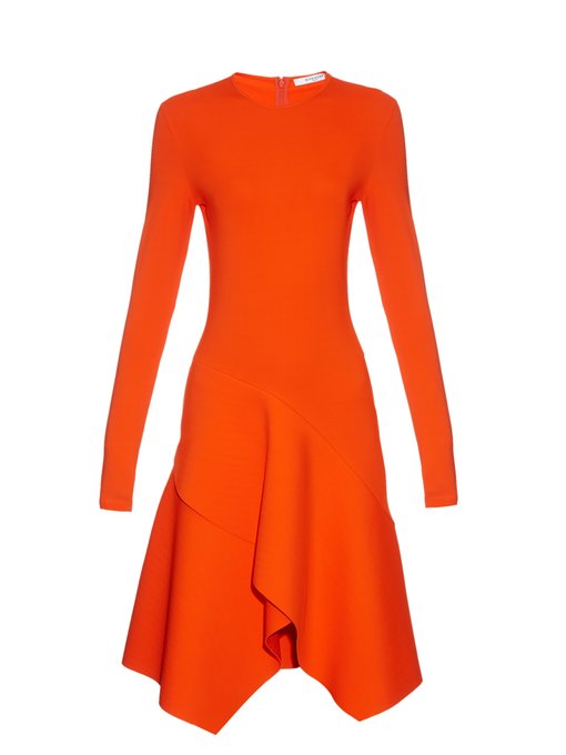 Long-sleeved asymmetric-hemline jersey dress | Givenchy ...