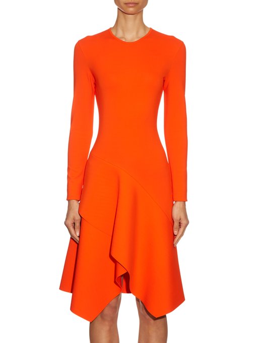Long-sleeved asymmetric-hemline jersey dress | Givenchy ...