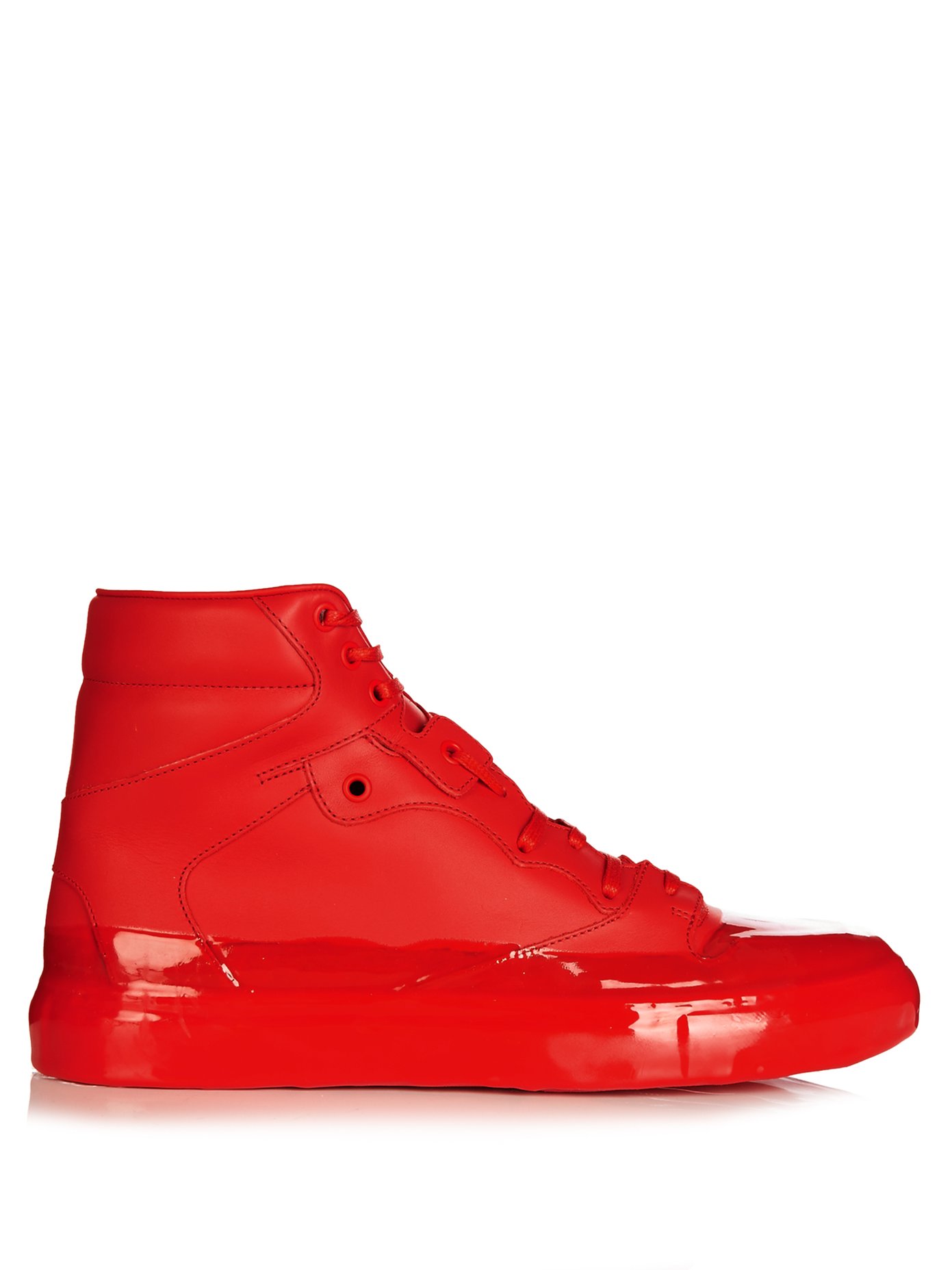 Dipping-effect high-top leather 