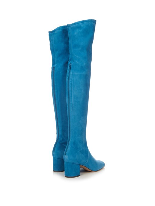VALENTINO Over-The-Knee Suede Boots, Sky-Blue | ModeSens