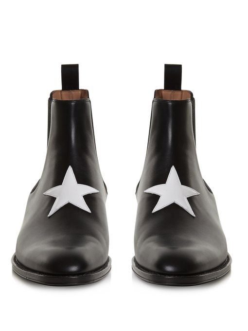 Star-appliqué leather chelsea boots 