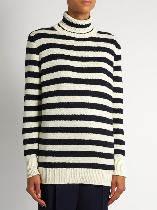 Roll-neck striped cashmere sweater | Saint Laurent | MATCHESFASHION UK