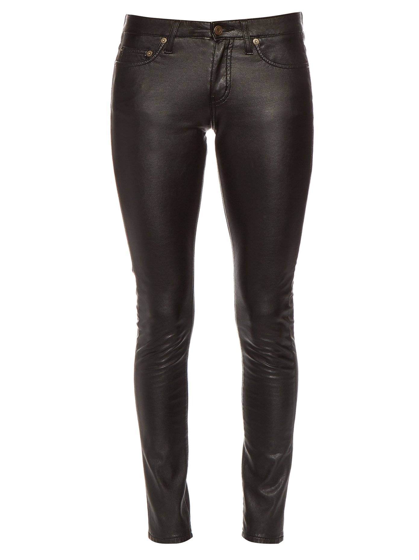 low rise leather jeans