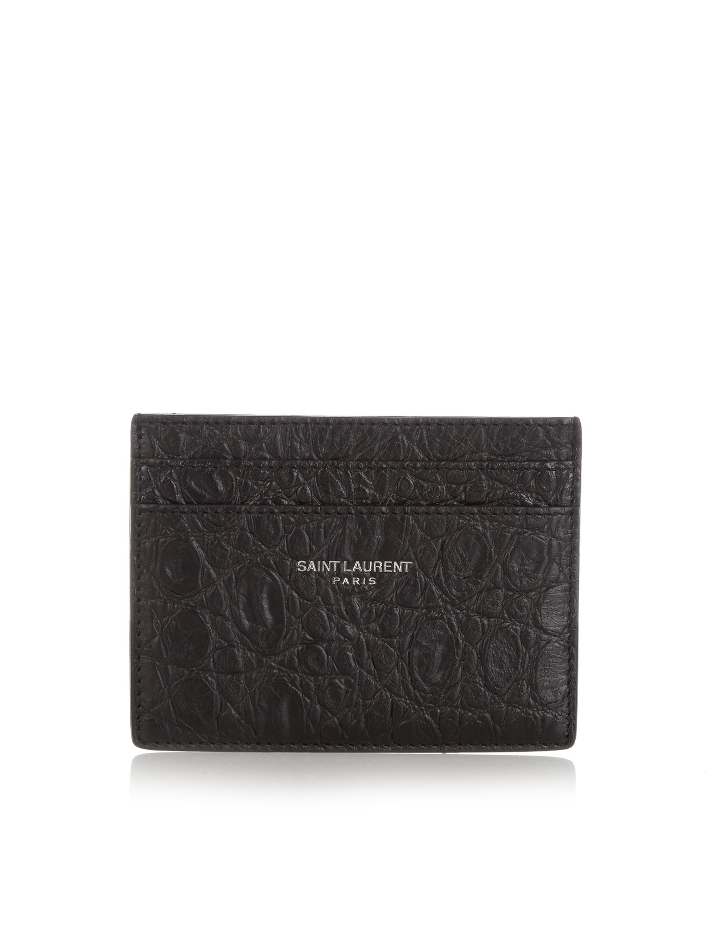 Crocodile-effect leather cardholder 