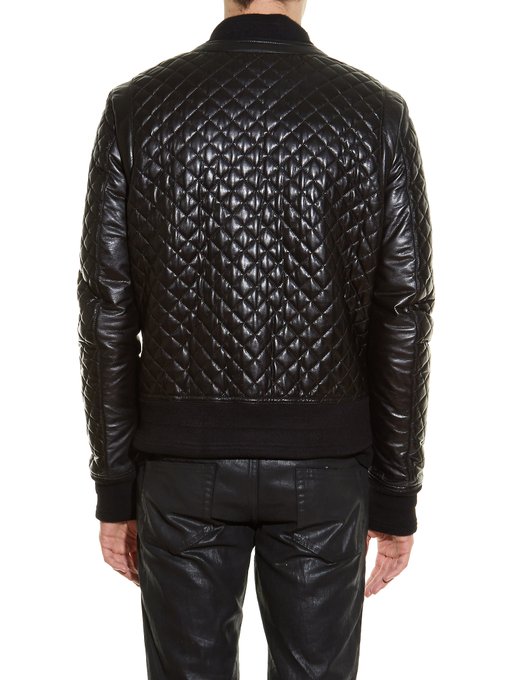 Diamond-quilted leather bomber jacket | Balmain | MATCHESFASHION.COM UK