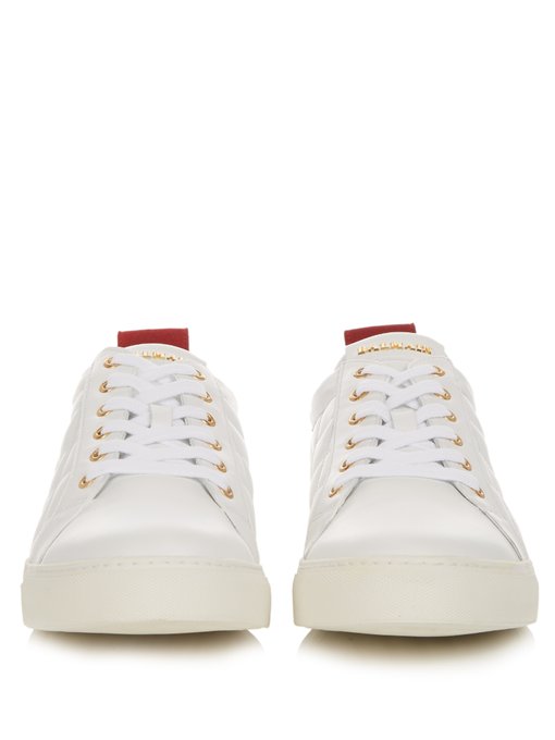 BALMAIN Quilted High-Top Leather Trainers, White | ModeSens
