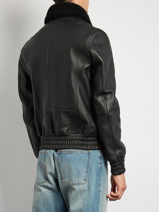 Shearling-collar leather jacket | AMI | MATCHESFASHION UK