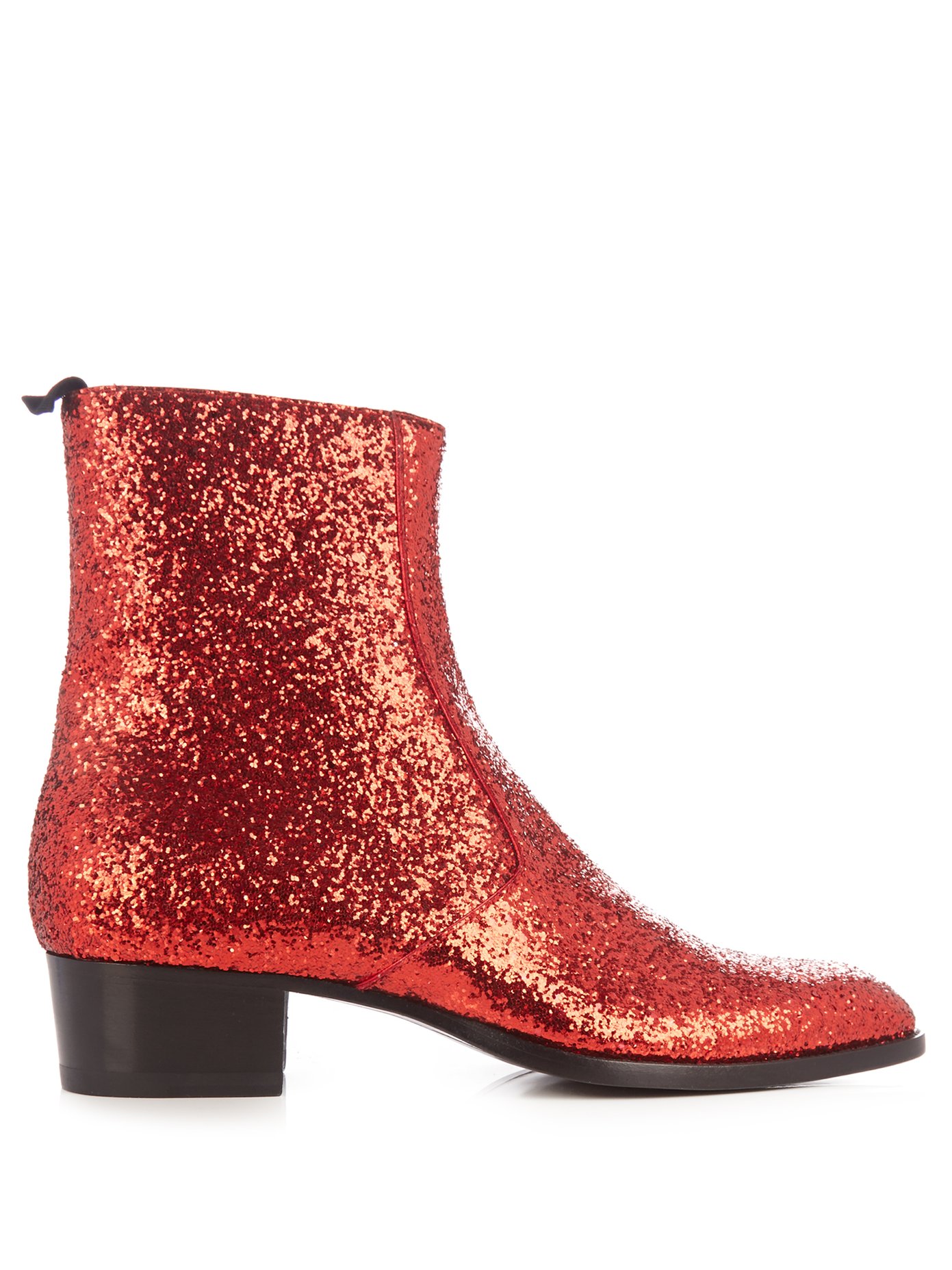 red glitter ankle boots