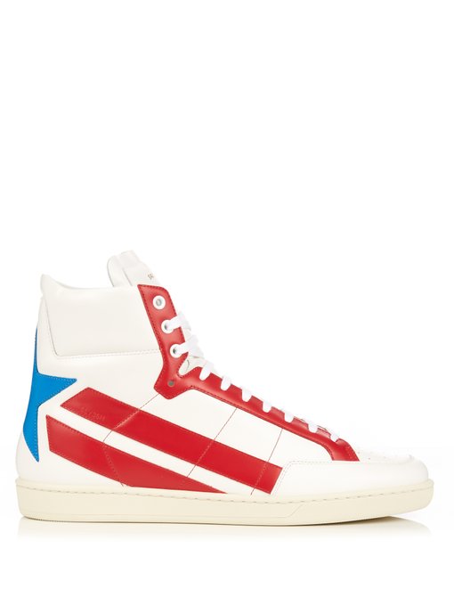 Star-panelled high-top leather trainers | Saint Laurent | MATCHESFASHION US